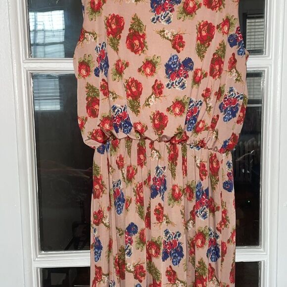 Qed London blush pink flower roses summer vacation travel women’s maxi dress - Picture 5 of 10